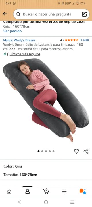 Almohada de embarazo gris