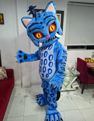 Disfraz Cabeza Gato K-Pop Azul