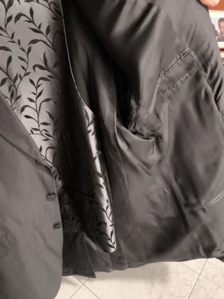 Traje chaqueta y chaleco gris floral