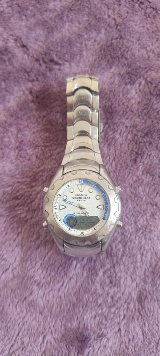 Reloj Casio Marine Gear WR100M Plata Blanco