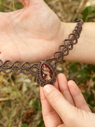 Collar Macramé Piedra Natural Jaspe Brechado