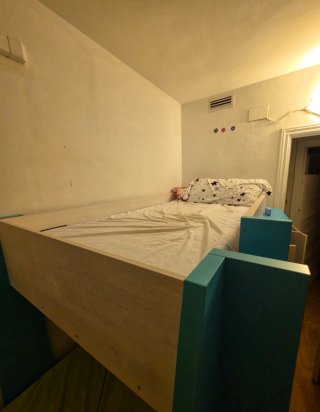 Cama tren litera con armario cajonera y estantería