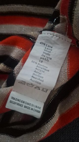 Camiseta Vestido, Rayas Naranja y Plateado Talla M
