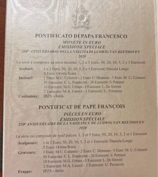 Vaticano 2020 Serie Divisionale 9 Monete FDC