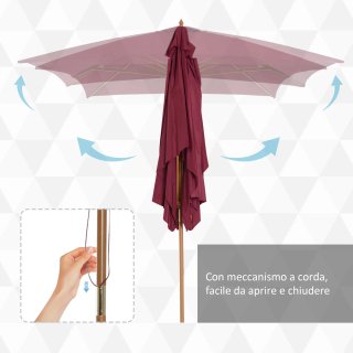 Ombrellone 2x3 m da Giardino Impermeabile a 8 Stec