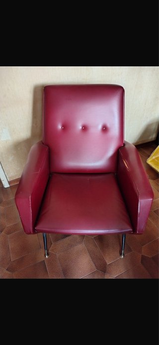 Coppia poltrone vintage pelle rossa