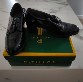Zapatos Pitillos Negros Charol Tacón talla 38