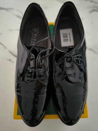 Zapatos Pitillos Negros Charol Tacón talla 38