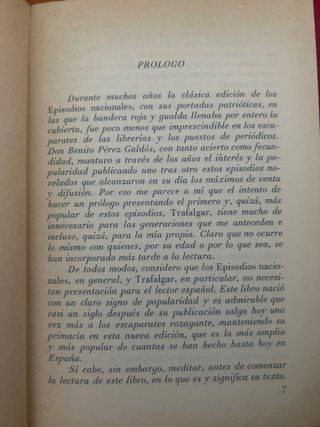 Libro Trafalgar Benito Pérez Galdós