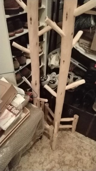 2 Perchas de Pie Madera Natural