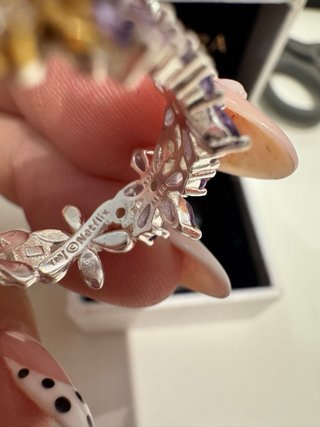 Anillo Pandora Flor Lila y Dorada