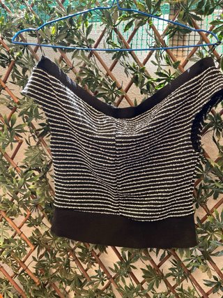 Top Zara Rayas Plateadas Talla S