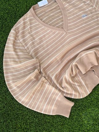 Jersey Lacoste Vintage Rayas Beige Talla M