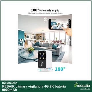 PESAIR cámara vigilancia 4G 2K batería 9000mAh