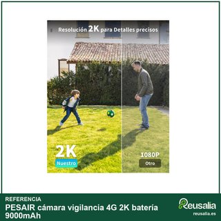 PESAIR cámara vigilancia 4G 2K batería 9000mAh