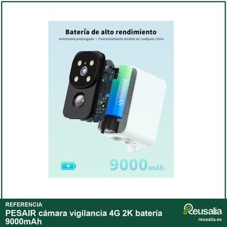 PESAIR cámara vigilancia 4G 2K batería 9000mAh
