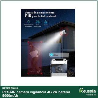 PESAIR cámara vigilancia 4G 2K batería 9000mAh