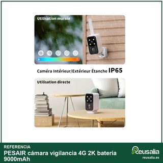 PESAIR cámara vigilancia 4G 2K batería 9000mAh