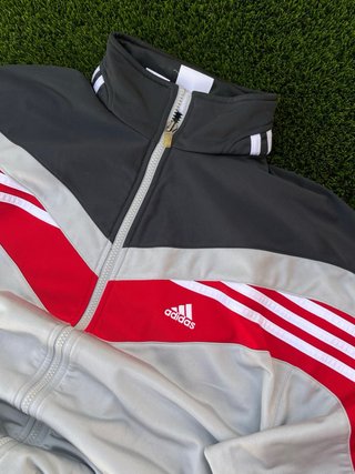 Chaqueta Adidas Vintage 2000s Gris Roja