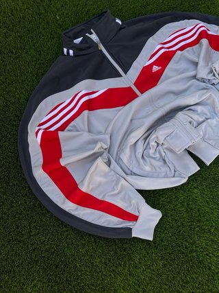 Chaqueta Adidas Vintage 2000s Gris Roja