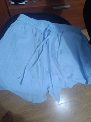 Pantalón corto lino hombre azul
