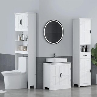 Armario Baño Bajo Lavabo 2 Puertas Estante Blanco