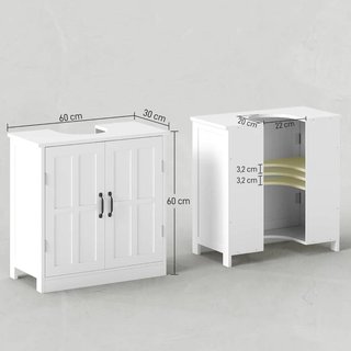 Armario Baño Bajo Lavabo 2 Puertas Estante Blanco