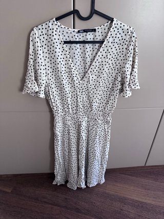 Vestido Zara lunares blanco y negro XS