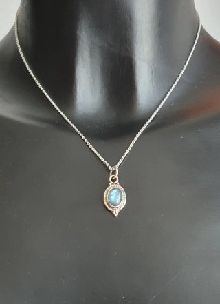 Collana Argento 925 e Labradorite Blu Naturale