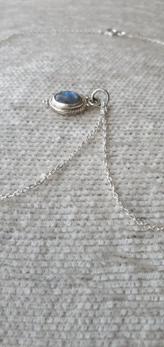 Collana Argento 925 e Labradorite Blu Naturale