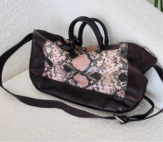 Bolso Uterqüe Piel Marrón y Multicolor