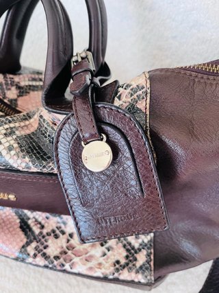 Bolso Uterqüe Piel Marrón y Multicolor