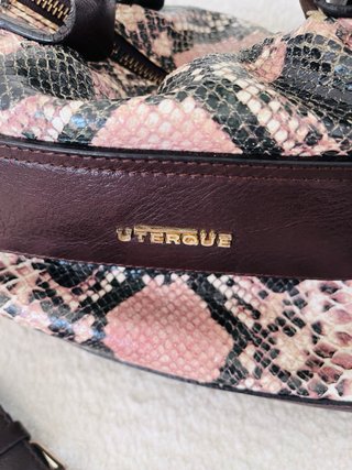 Bolso Uterqüe Piel Marrón y Multicolor