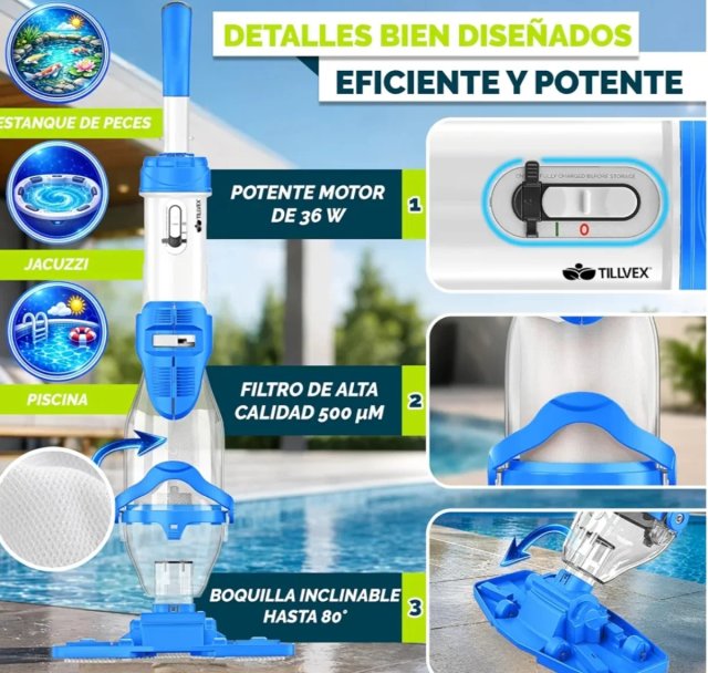 Aspirador Piscina Tillvex Inalámbrico