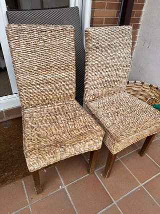 Sillas de mimbre y madera (4 unidades)