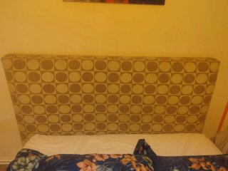 Cabecero Cama Matrimonio Tela Beige/Marrón
