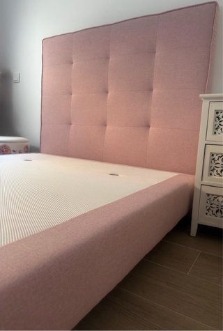 Cabecero y base cama doble rosa