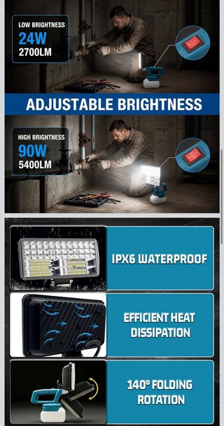 Lámpara para batería Bosch PBA de 18 V