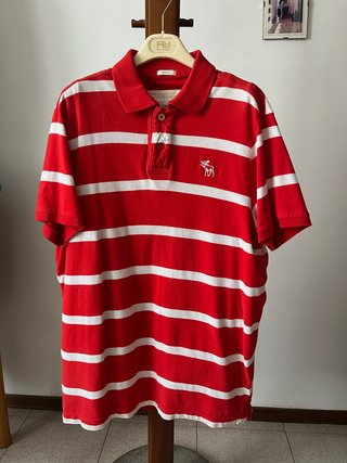 Polo Abercrombie & Fitch righe rosse bianche XXL