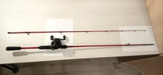 Caña de pescar casting + carrete + linea