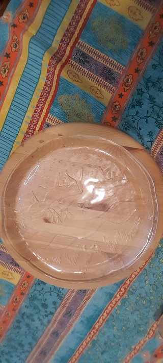 Piatto da portata in legno&vetro artig. Finlandia