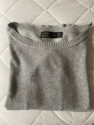 Jersey Zara Básico Gris Punto Manga Larga