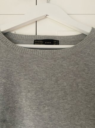 Jersey Zara Básico Gris Punto Manga Larga