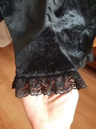 Top terciopelo negro encaje lazo Blanco XS