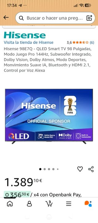 TV Hisense 85 7 meses, como nueva