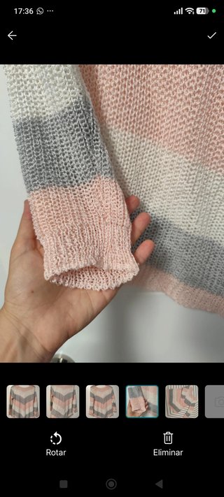 Jersey fino rayas gris, rosa y blanco