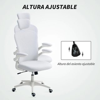 Silla Oficina Malla Respaldo Alto Lumbar 4D Blanca