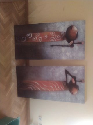 Set 2 Cuadros Decorativos Figuras Africanas