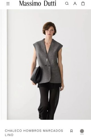 Chaleco Massimo Dutti Lino Gris Talla XS