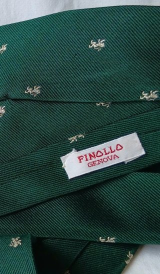 Cravatta seta verde micro leone di finollo italia